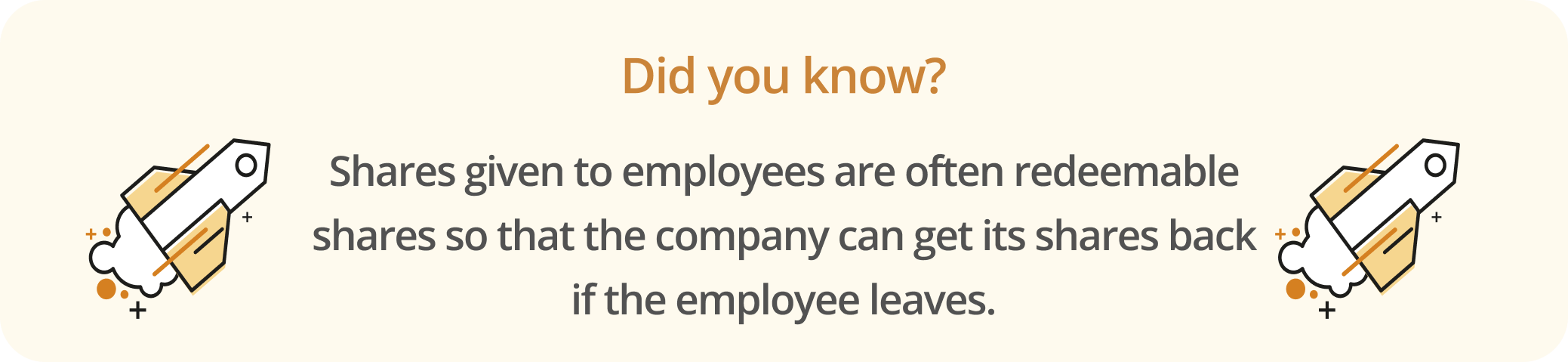 Infographic noting that shares given to employees are often redeemable shares