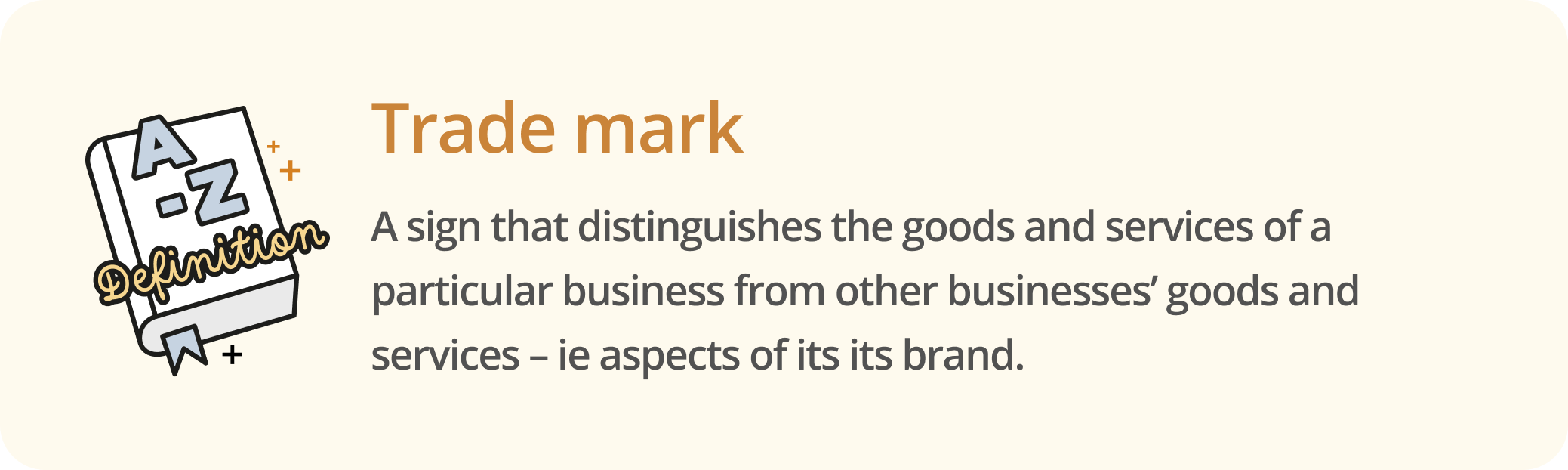 Infographic showing the definition of a trade mark