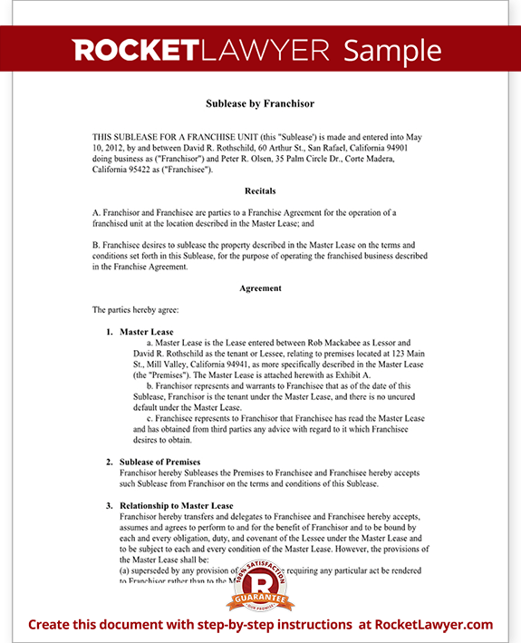 Lease for Franchisor Owned Locations (Form With Sample)