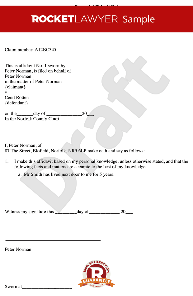 Affidavit Form Create Free General Affidavit Template