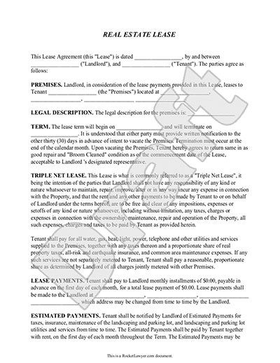 triple net lease form nnn lease agreement template with