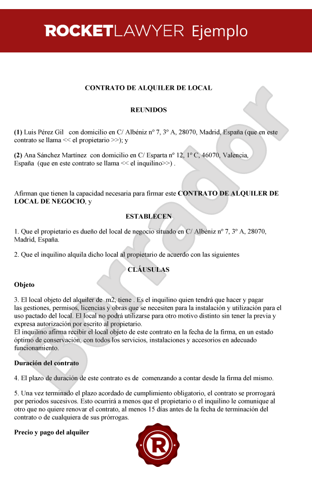 Contrato De Alquiler De Local Crea Tu Contrato De Arrendamiento De Local Online 6610