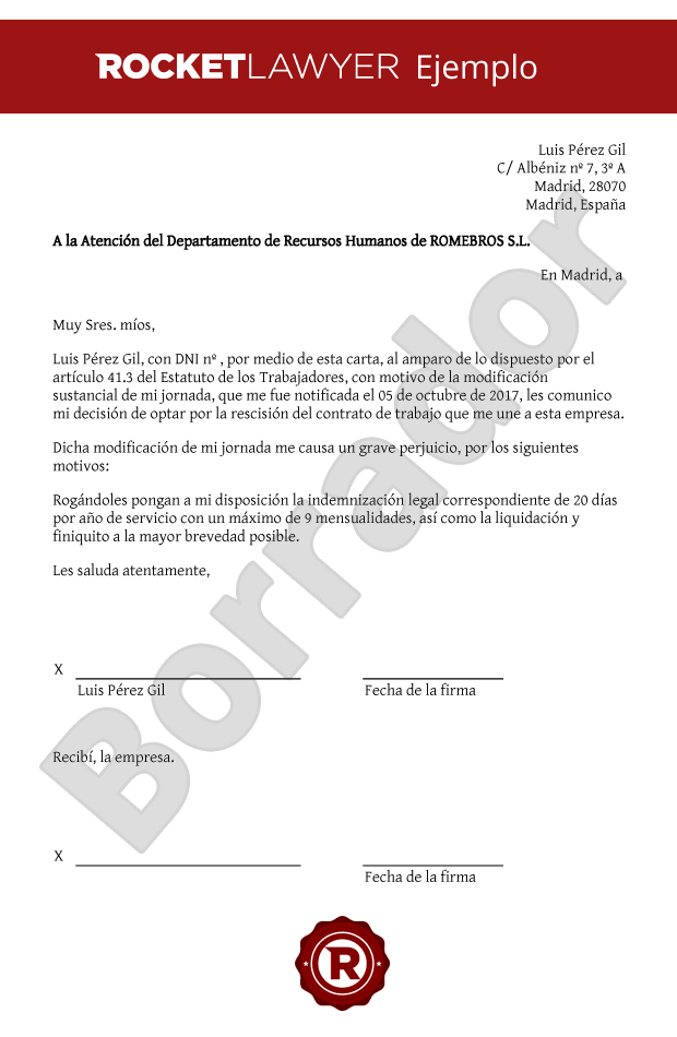 Modelo Carta Documento Rescision Contrato Alquiler