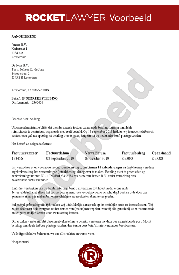 Aanmaning  Download Model Betalingsherinnering