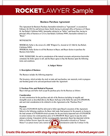 Free Business Purchase Agreement Free To Print Save Download