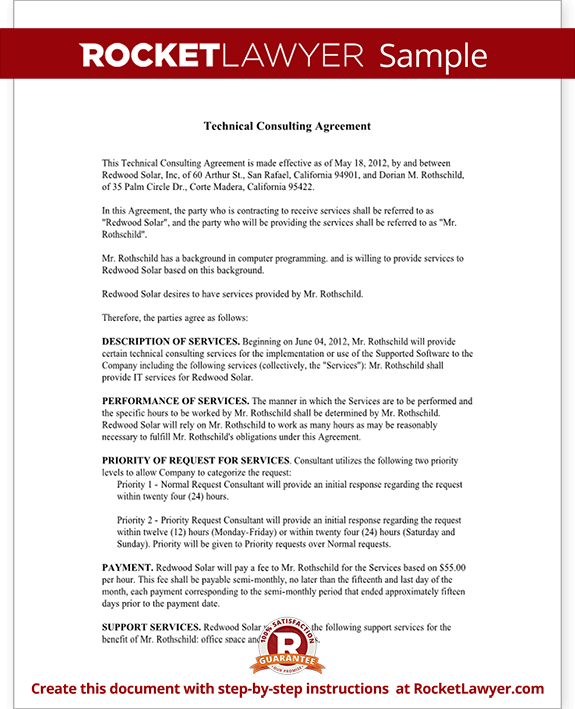 Consulting Agreement For Technical Services Contract Template